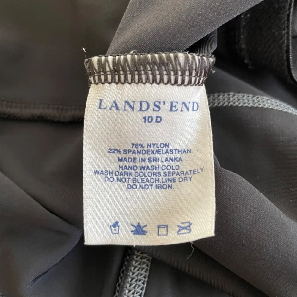 LAND'S END Women's Size 10D Tankini Black Gray Crisscross Straps